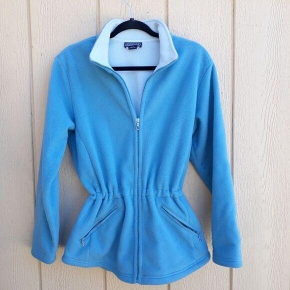 Vtg Lands' End Jacket Fleece Windblock Mock Neck Collar Cinched Waist Zip S - Picture 4 of 11